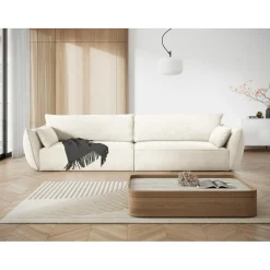 Mazzini Sofas Canapé Vanda 4 Places beige clair - 248x100x85 cm
