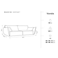 Mazzini Sofas Canapé Vanda 4 Places vert bouteille - 248x100x85 cm