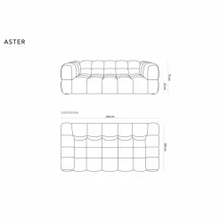 Mazzini Sofas Canapé Velours Aster 3 Places ivoire - 214x102x75 cm