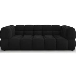 Mazzini Sofas Canapé Velours Aster 3 Places noir - 214x102x75 cm