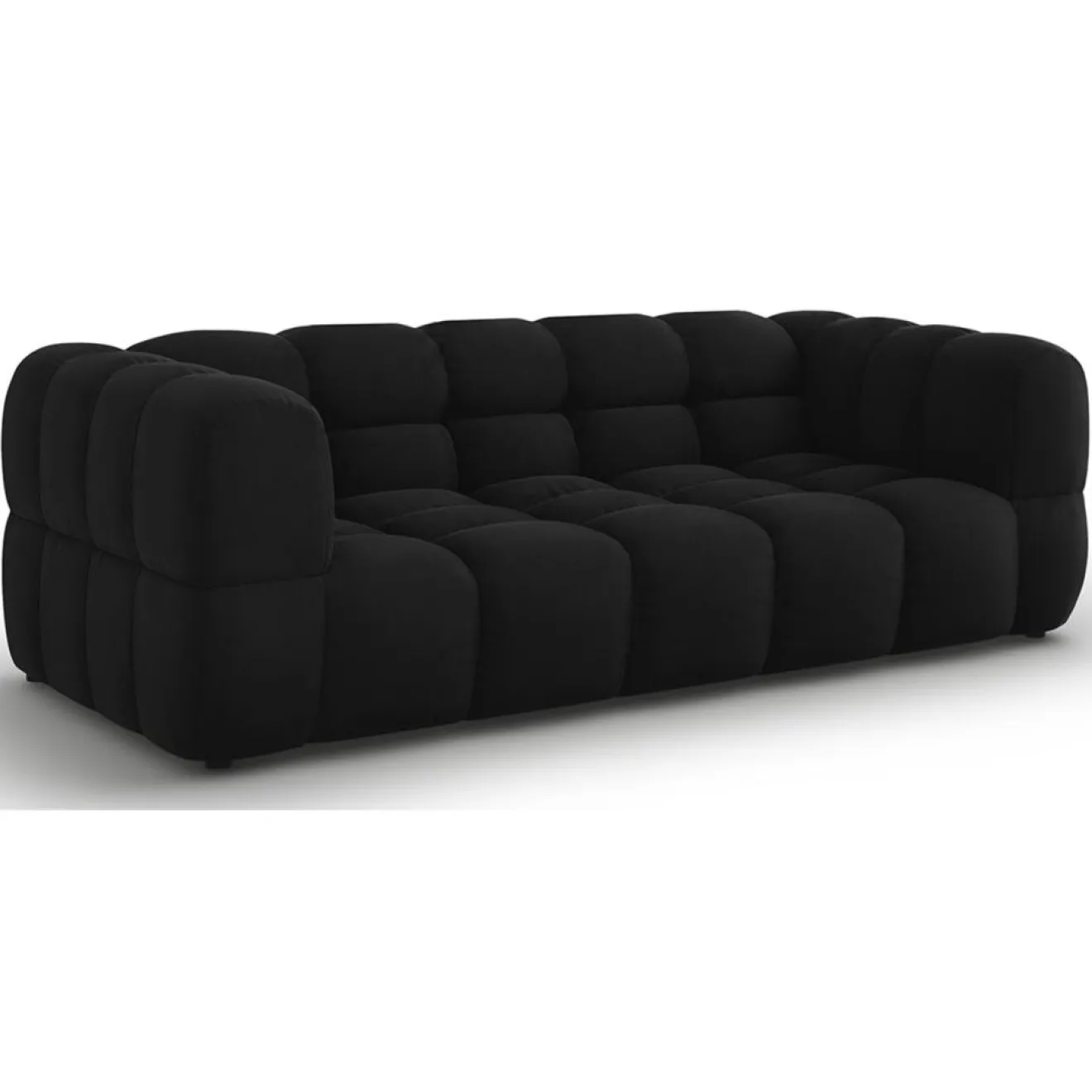 Mazzini Sofas Canapé Velours Aster 3 Places noir - 214x102x75 cm