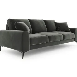 Mazzini Sofas Canapé Velours Madara gris foncé - 222x102x90 cm