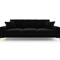 Mazzini Sofas Canapé Velours Madara noir - 222x102x90 cm
