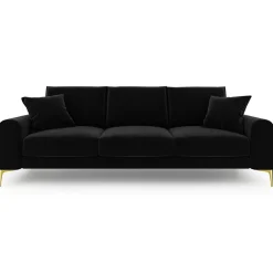 Mazzini Sofas Canapé Velours Madara noir - 237x102x90 cm