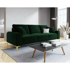 Mazzini Sofas Canapé Velours Madara vert bouteille - 237x102x90 cm