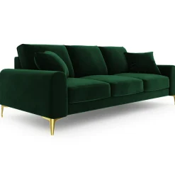 Mazzini Sofas Canapé Velours Madara vert bouteille - 237x102x90 cm