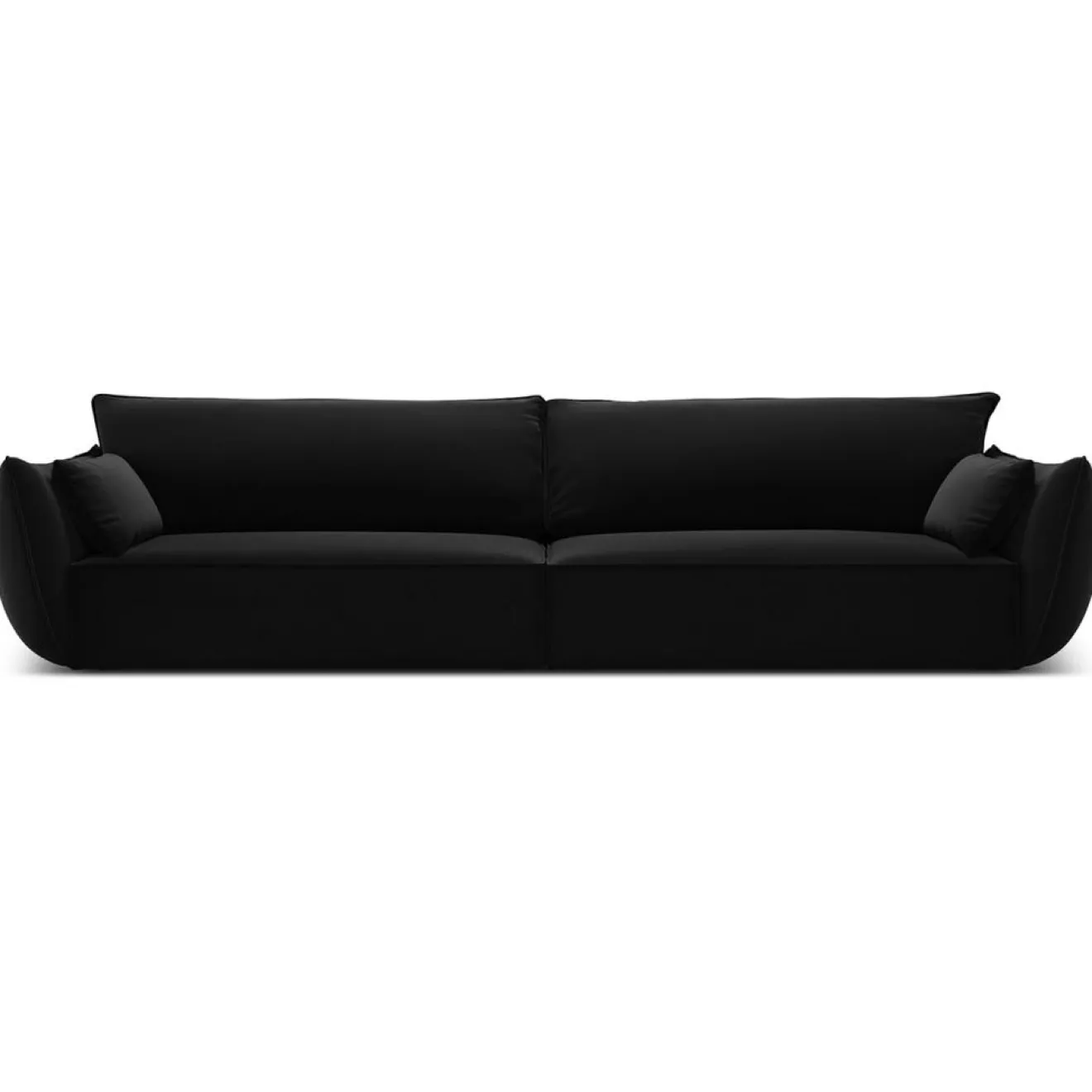 Outlet Mazzini Sofas Canapé Velours Vanda 4 Places noir - 248x100x85 cm