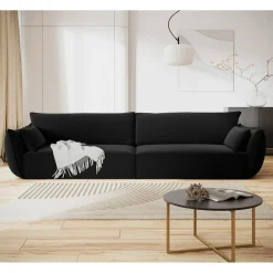 Outlet Mazzini Sofas Canapé Velours Vanda 4 Places noir - 248x100x85 cm