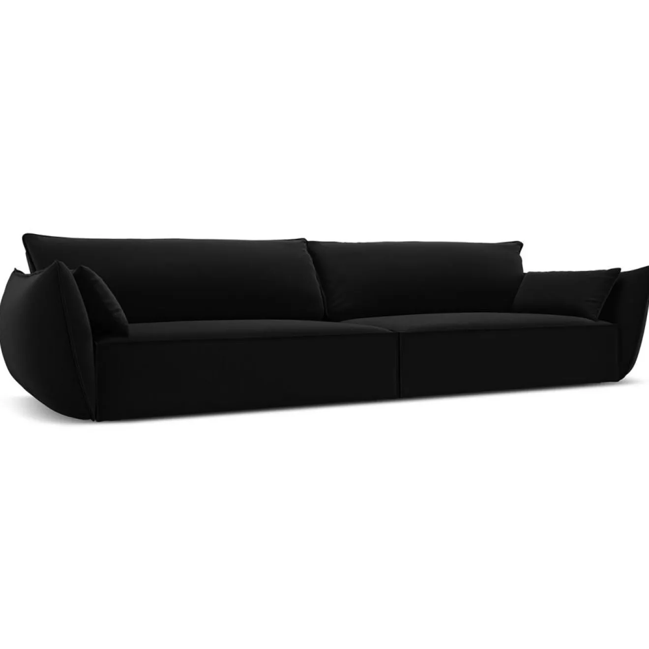 Outlet Mazzini Sofas Canapé Velours Vanda 4 Places noir - 248x100x85 cm