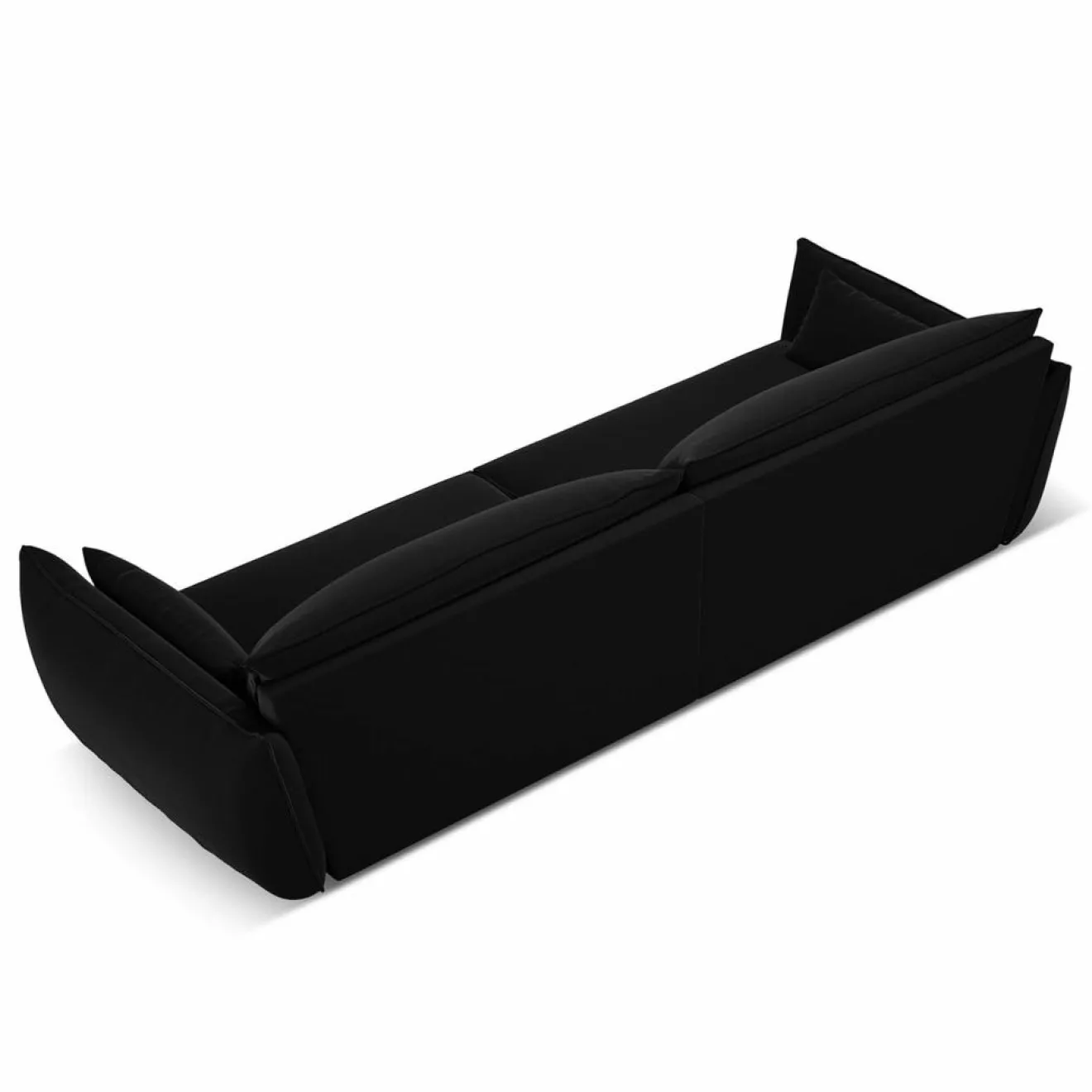 Outlet Mazzini Sofas Canapé Velours Vanda 4 Places noir - 248x100x85 cm
