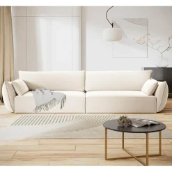 Mazzini Sofas Canapé Velours Vanda 4 Places beige clair - 248x100x85 cm