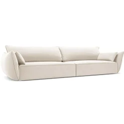 Mazzini Sofas Canapé Velours Vanda 4 Places beige clair - 248x100x85 cm