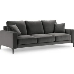 Mazzini Sofas Canapé Velours Venus 3 Places gris - 220x92x90 cm