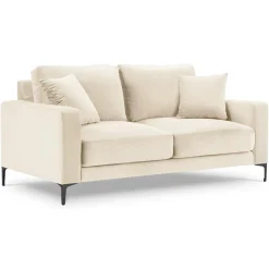 Mazzini Sofas Canapé Velours Venus 2 Places beige clair - 158x92x90 cm