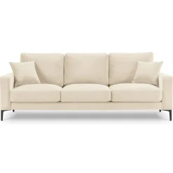 Mazzini Sofas Canapé Velours Venus 3 Places beige clair - 220x92x90 cm
