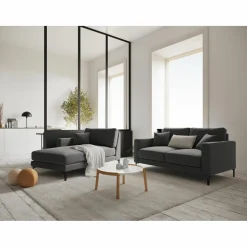 Mazzini Sofas Canapé Velours Venus 2 Places gris - 158x92x90 cm
