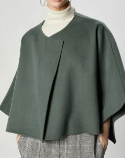 Femme Lou Andrea Cape 100% Laine Lou verte