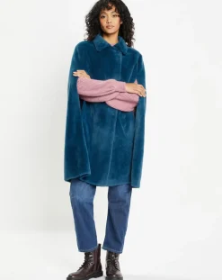 Femme Lou Andrea Cape en Fausse Fourrure Mimi bleue