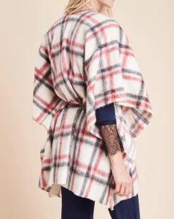 Femme Le Chat Cape Essentiel à carreaux écru/rouge/noir