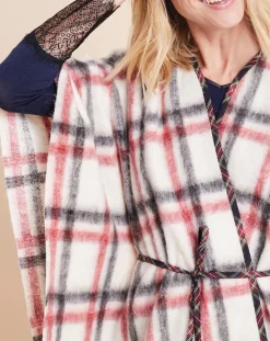 Femme Le Chat Cape Essentiel à carreaux écru/rouge/noir