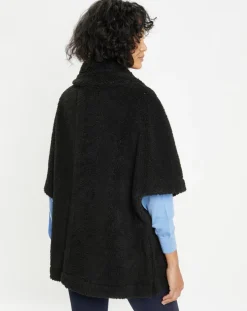 Femme Lou Andrea Cape réversible en Fausse Fourrure Mont noire