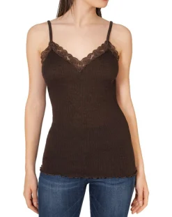 Clearance Mare Caraco bretelles fines Laine & Soie marron