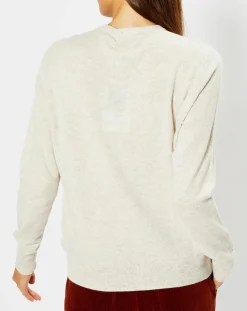 Femme Galeries Lafayette Cardigan 100% Cachemire Cacao col rond gris beige chiné