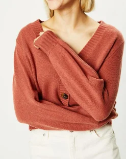 Femme Galeries Lafayette Cardigan 100% Cachemire Dimitri col V vieux rose