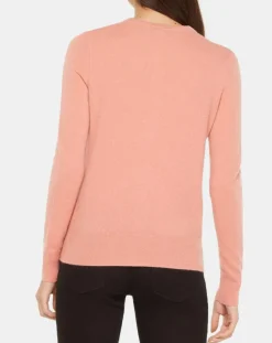 Femme Galeries Lafayette Cardigan 100% Cachemire Yacao col rond rose saumon