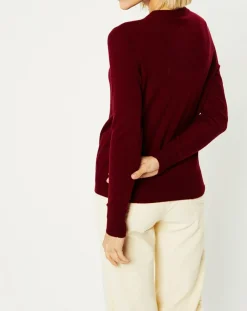 Best Galeries Lafayette Cardigan 100% Cachemire Zacao col rond rouge foncé