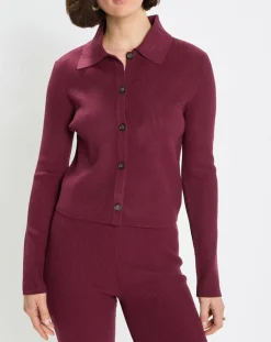 Online Marc O'Polo Cardigan col polo rouge foncé