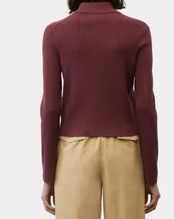 Online Marc O'Polo Cardigan col polo rouge foncé