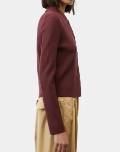 Online Marc O'Polo Cardigan col polo rouge foncé