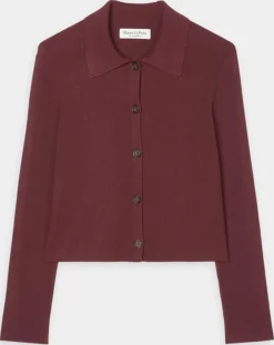 Online Marc O'Polo Cardigan col polo rouge foncé