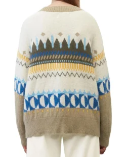 Femme Marc O'Polo Cardigan en Alpaga, Laine & Cachemire mélangés jacquard graphique multicolore