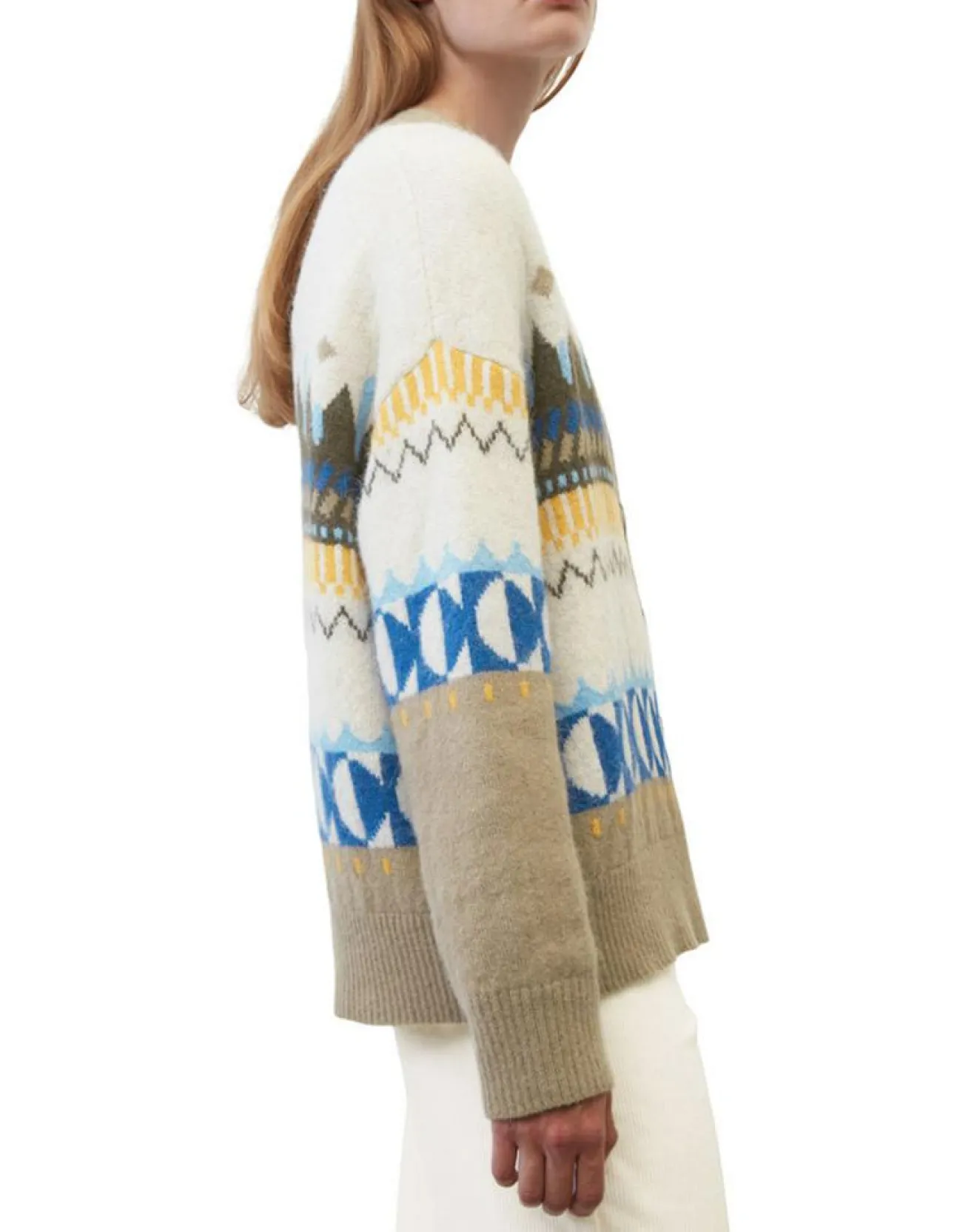 Femme Marc O'Polo Cardigan en Alpaga, Laine & Cachemire mélangés jacquard graphique multicolore