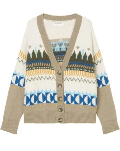 Femme Marc O'Polo Cardigan en Alpaga, Laine & Cachemire mélangés jacquard graphique multicolore