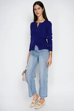 Best Assuili Cardigan en Cachemire mélangé ras de cou bleu nuit