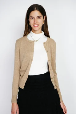 Discount Assuili Cardigan en Cachemire mélangé ras de cou camel