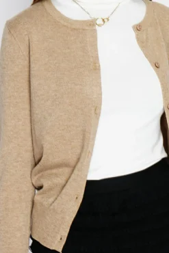 Discount Assuili Cardigan en Cachemire mélangé ras de cou camel