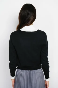 New Assuili Cardigan en Cachemire mélangé col V noir