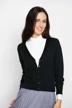 New Assuili Cardigan en Cachemire mélangé col V noir