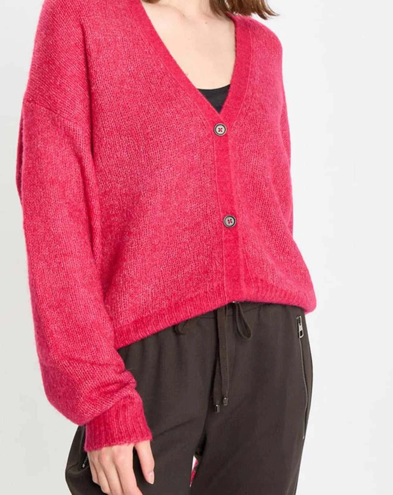 Femme Marc O'Polo Cardigan en Laine & Alpaga mélangés framboise