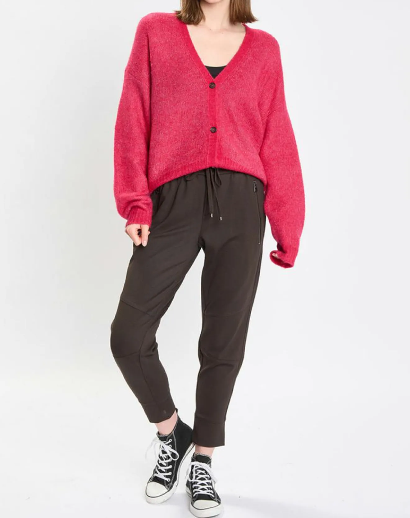 Femme Marc O'Polo Cardigan en Laine & Alpaga mélangés framboise