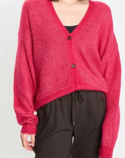 Femme Marc O'Polo Cardigan en Laine & Alpaga mélangés framboise
