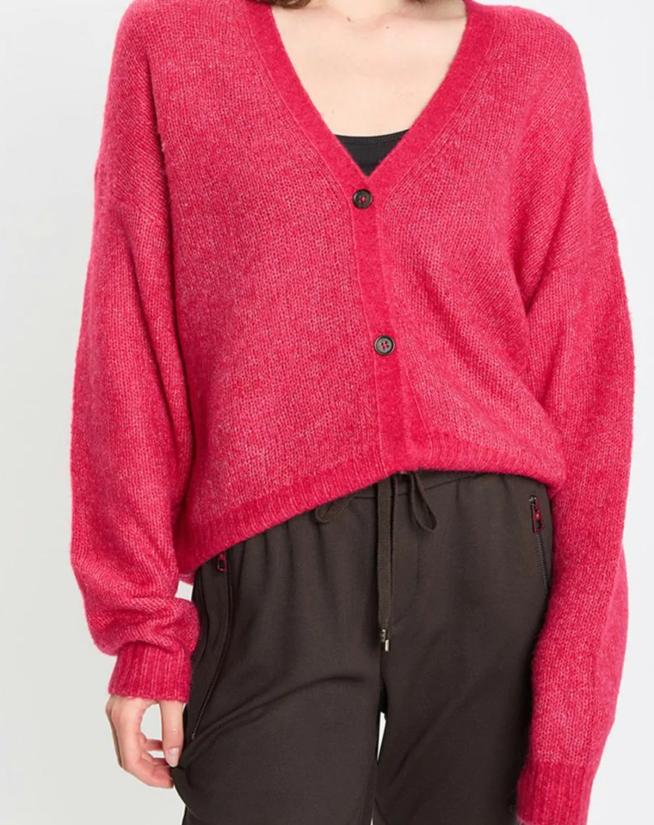 Femme Marc O'Polo Cardigan en Laine & Alpaga mélangés framboise