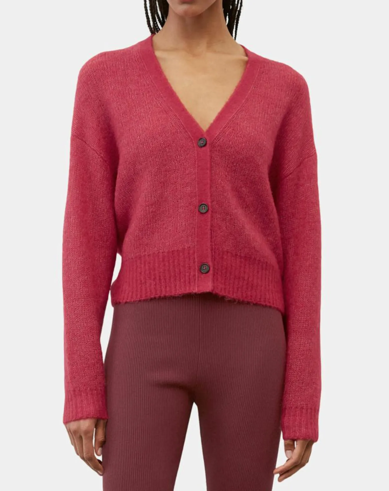Femme Marc O'Polo Cardigan en Laine & Alpaga mélangés framboise