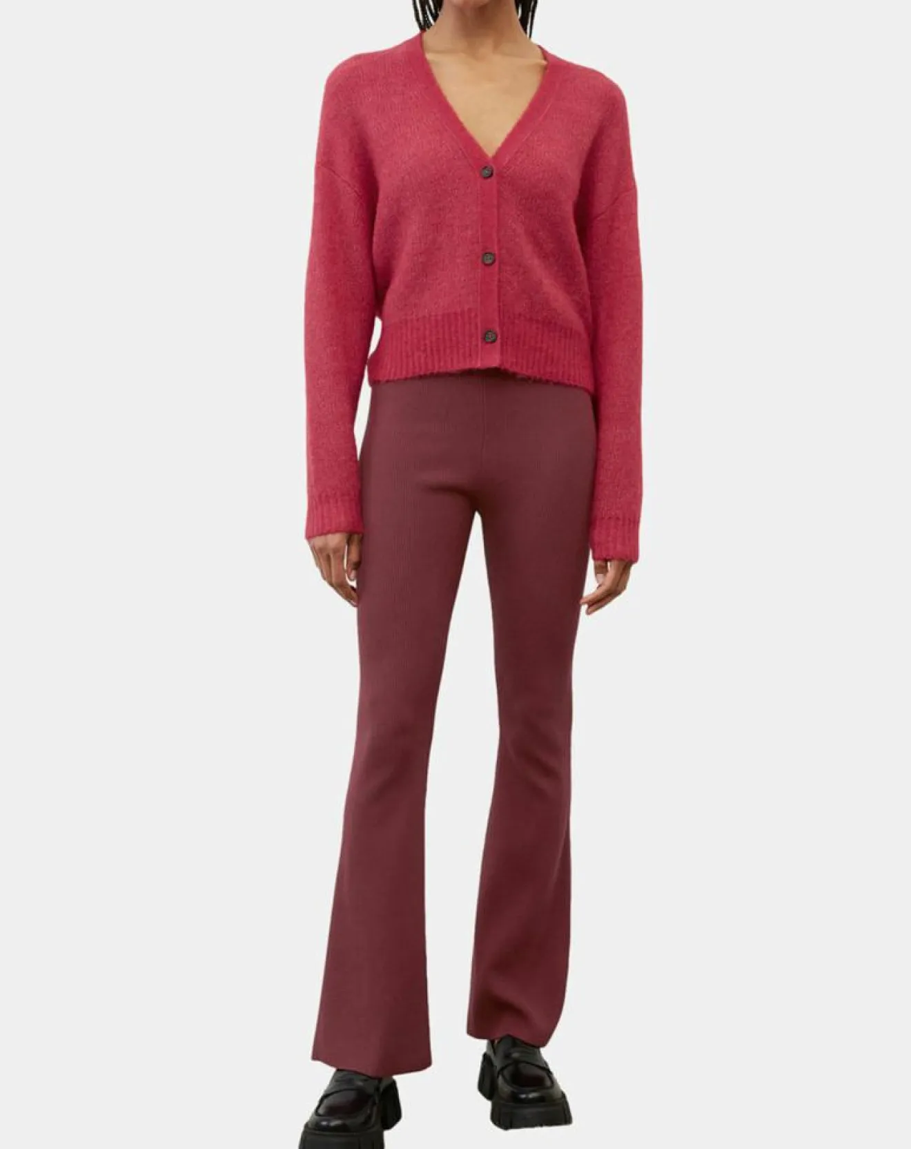 Femme Marc O'Polo Cardigan en Laine & Alpaga mélangés framboise