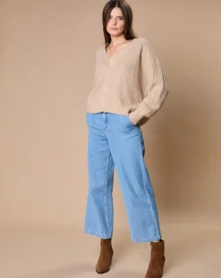 Oscar et Louise Cardigan en Laine & Cachemire mélangés Noémie beige chiné