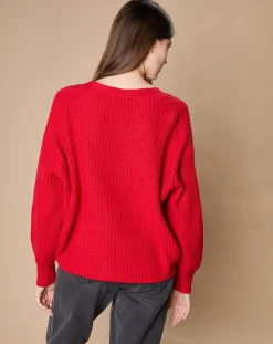Clearance Oscar et Louise Cardigan en Laine & Cachemire mélangés Noémie rouge